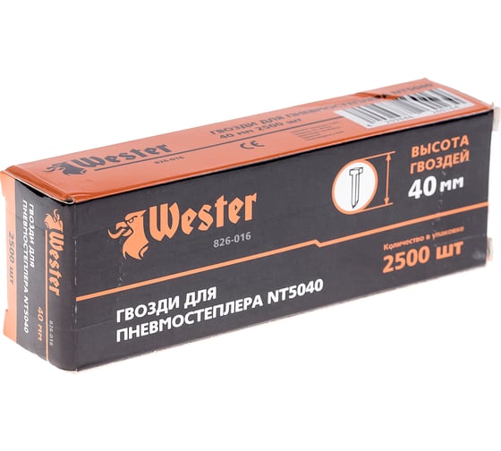 Гвозди 826-016 (2500 шт; 40 мм) для пневмостеплера NT5040 WESTER 323142