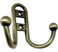 Крючок мебельный Trodos ZY-208В 2-рожковый, сплав ЦАМ, бронза 302133