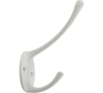 Крючок мебельный Trodos ZY-703А 2-рожковый, сплав ЦАМ, белый 302018
