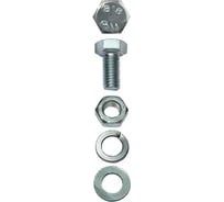 Болт DIN933 Зубр в комплекте с гайкой DIN934, шайбой DIN125, шайбой пруж. DIN127, M8x25мм, ТФ6, 5шт. 4-303436-08-025