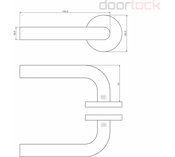 Гарнитур Doorlock DL 050/F-55 PZ Rt нержавеющая сталь универсальный монтаж DLshtift, А=35-75мм, шпиндель 8мм 73325