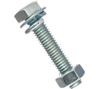 Болты Стройбат DIN 933 М 8x40 с гайкой и шайбой белый цинк 203931