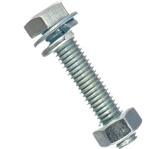 Болты Стройбат DIN 933 М 8x40 с гайкой и шайбой белый цинк 203931 1