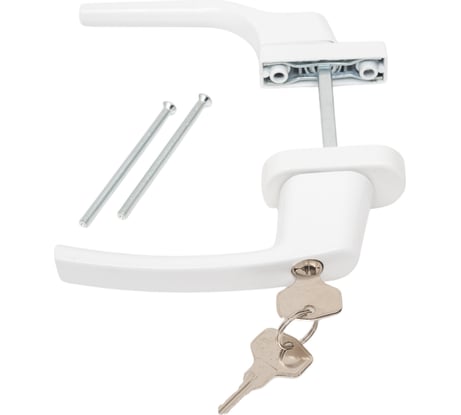 Ручка балконная DORF двухсторонняя, узкая/обычная, алюм., 4-х поз., с ключом, белая RSK6/2УП