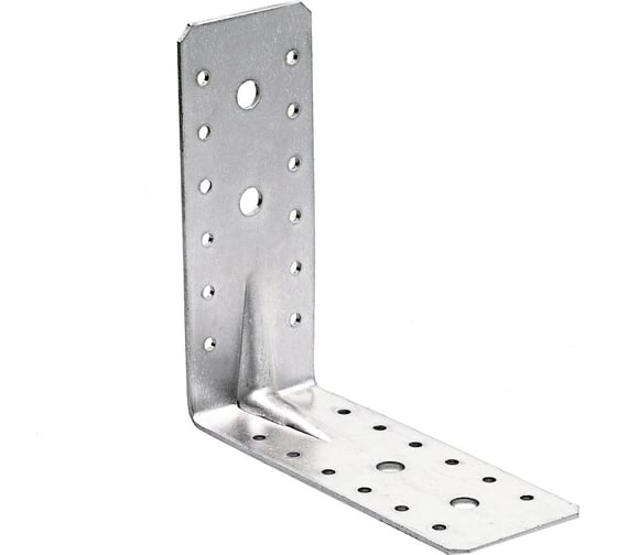 Перфорированная угловая пластина Suki 150x150x60x2.5 мм, усиленная, белый цинк 158480
