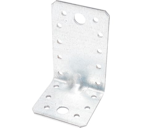 Перфорированная угловая пластина Suki 50x90x55x2.5 мм, усиленная, белый цинк 158500