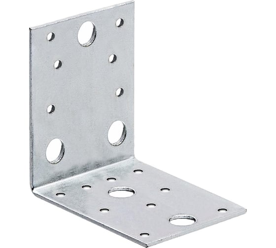 Перфорированная угловая пластина Suki 90x90x65x2.5 мм, белый цинк 158440