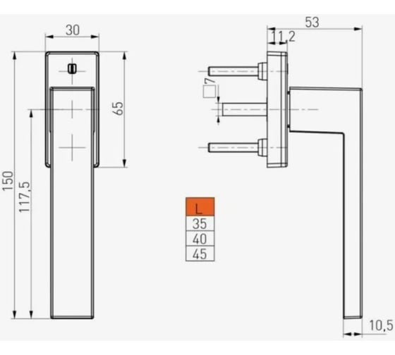 Ручка оконная DORF TALLINN, алюм., 8-ми позиционная, 35 мм штифт, черная 170.9005.м35.45D/УП