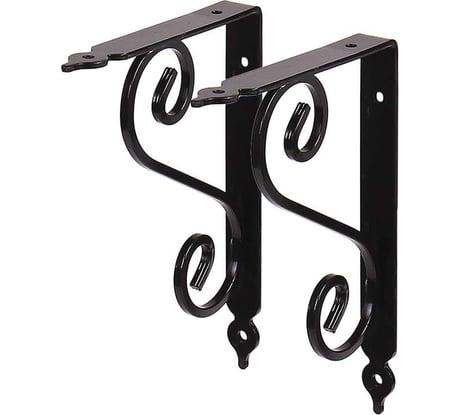 Кронштейны для полки Larvij Мадрид 2 шт., 14,5x19 см, нагрузка до 18 кг, цвет черный L7636BLх2