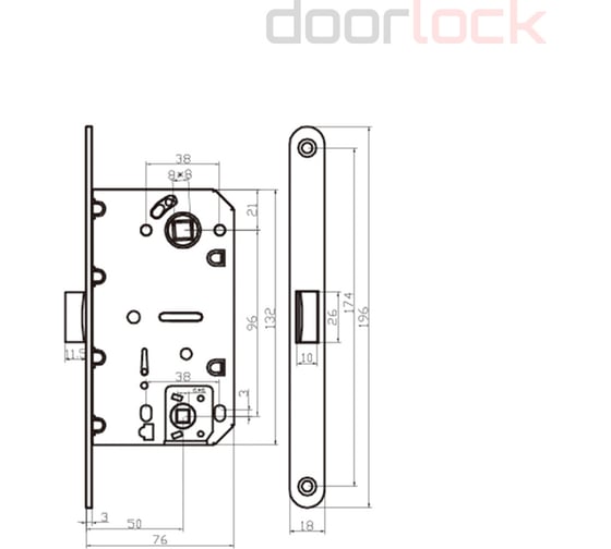 Корпус замка Doorlock V 431/С/50/85/18/Black, черный, под цилиндр, бэксет 50 мм, межосевое расстояние 85 мм, фронтальная планка шириной 18 мм 79122