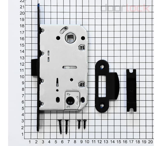 Корпус замка Doorlock V 432/WC/50/96/18/Black, черный, WC, бэксет 50 мм, межосевое расстояние 96 мм, фронтальная планка шириной 18 мм, шток 6x6мм 79123