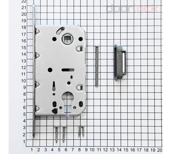 Корпус замка с магнитной защелкой Doorlock DL451M/С/50/85/18/SCr, матовый хром, под цилиндр, бэксет 50 мм, межосевое расстояние 85 мм 75290