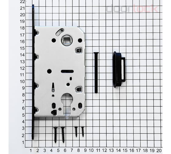 Корпус замка с магнитной защелкой Doorlock DL451M/С/50/85/18/Black, черный, под цилиндр, бэксет 50 мм, межосевое расстояние 85 мм 75292