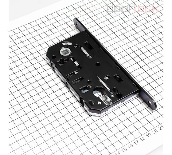 Корпус замка с магнитной защелкой Doorlock DL451M/С/50/85/18/Black, черный, под цилиндр, бэксет 50 мм, межосевое расстояние 85 мм 75292