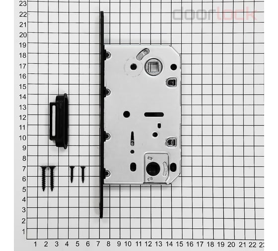 Корпус замка с магнитной защелкой Doorlock DL452M/WC/50/96/18/Black, черный, WC, бэксет 50 мм, межосевое расстояние 96 мм 75293