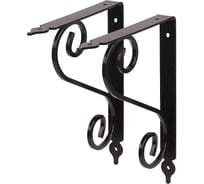 Кронштейн 2 шт. для полки Larvij Мадрид 19,5x24 см, нагрузка до 20 кг, цвет черный L7637BLх2