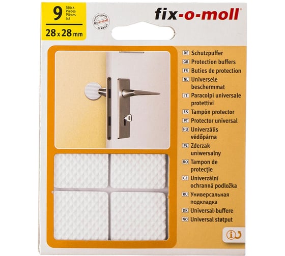 Универсальный самоклеющийся смягчитель удара Стройбат fix-o-moll 28х28мм белый 246900