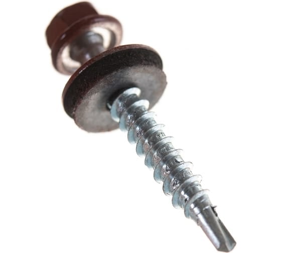 Саморез кровельный STARFIX 5.5x25 мм, цинк, шайба с прокл., PT3, RAL 3009, 4500 шт. SM-18713-4500 1