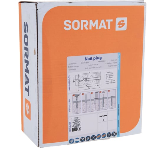 Дюбель-гвоздь SORMAT LYT LK SP 8/60, оцинкованный 9640075684