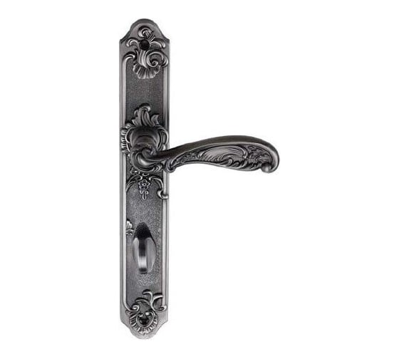 Дверная ручка на длинной накладке GENESIS FLOR BL. SILVER 0L 940000000405