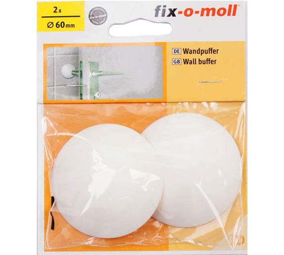 Настенный самоклеящийся стопор для двери Стройбат fix-o-moll 60 мм, белый, 2 шт. 246740