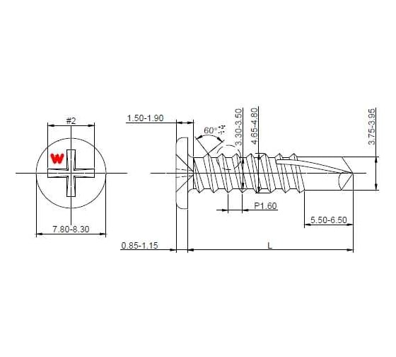 Саморез для ЛСТК HARDWEX ТМ HWX5-A-P6-4.8x16 мм, №3, Phillips №2, GREY E-COAT, 1000 5190040932432