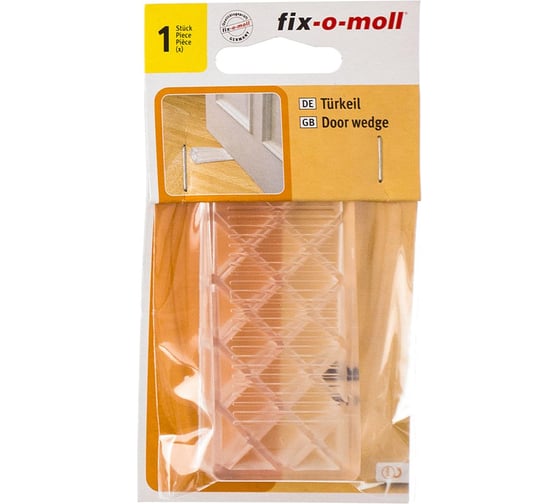 Напольный стопор-клин для двери Стройбат fix-o-moll 98х36 мм, прозрачный, 1 шт. 246710