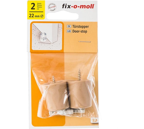 Напольный стопор для двери с шурупом Стройбат fix-o-moll 26 мм, бежевый, 2 шт. 246640