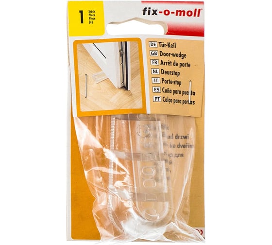 Напольный стопор-клин для двери Стройбат fix-o-moll 100х28 мм, прозрачный, 1 шт. 246720