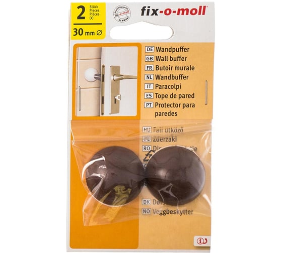 Настенный самоклеящийся стопор для двери Стройбат fix-o-moll 30 мм, коричневый, 2 шт. 246810