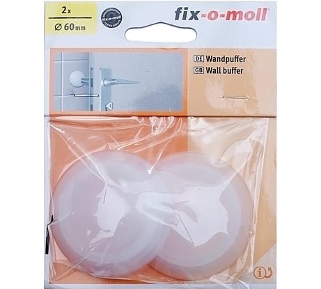 Самоклеящийся настенный стопор для двери Стройбат fix-o-moll 60 мм, прозрачный, 2 шт. 384440