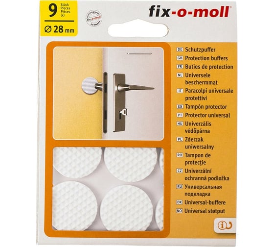 Универсальный самоклеящийся смягчитель удара Стройбат fix-o-moll 28 мм, белый, 9 шт. 246890