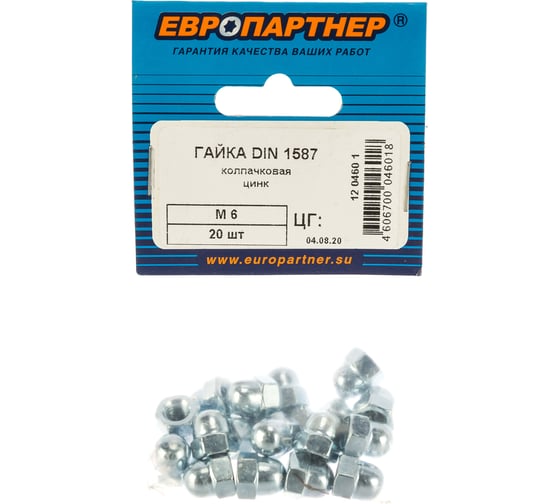 Колпачковая гайка ЕВРОПАРТНЕР DIN1587 ZN M6 20шт. 12 0460 1