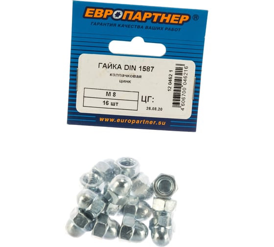 Колпачковая гайка ЕВРОПАРТНЕР DIN1587 ZN M8 16шт. 12 0462 1