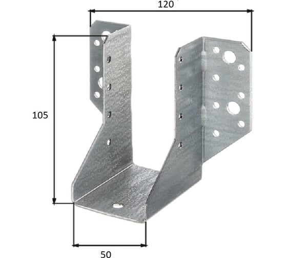 Держатель балки ALBERTS перфорированный, оцинкованный, 51x105 мм 334512