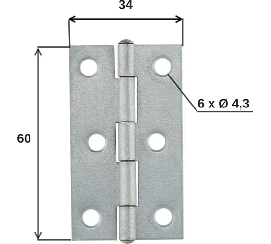 Петля ALBERTS оцинкованная, 64x34х1 мм 345396