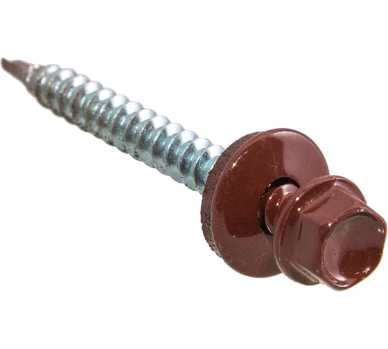 Кровельные саморезы с буром Стройбат 4,8x50 темно красный 40 шт 304680 1
