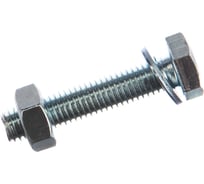 Болты Стройбат DIN 933 М10x50 с гайкой и шайбой белый цинк 2 шт 204001