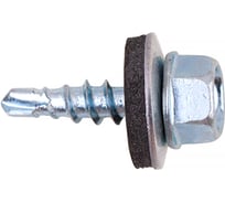 Кровельные саморезы с буром Стройбат 4,8x19 белый цинк 5 шт 305620