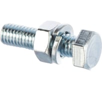 Болты Стройбат DIN 933 М 8x 30 с гайкой и шайбой белый цинк 4 шт 203921