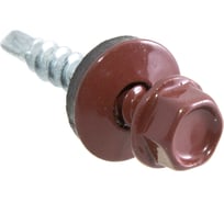 Кровельные саморезы с буром Стройбат 4,8x19 темно красный 16 шт 352660