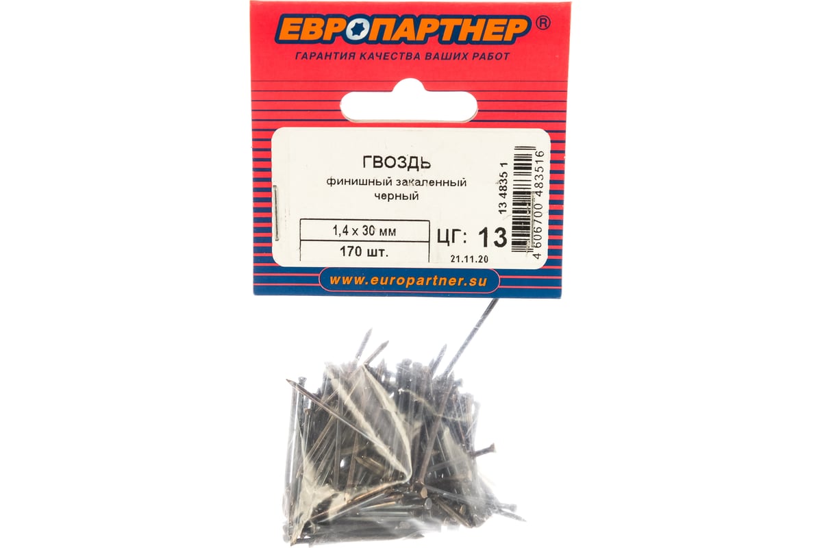 Закаленный финишный гвоздь ЕВРОПАРТНЕР черн. 1,4х30 170шт. 13 4835 1 ...