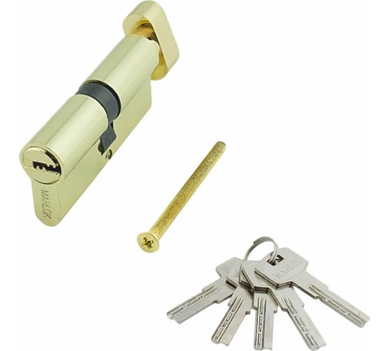 Цилиндр стальной Marlok ЦМВ 70(30В/40)-5К, перфорированный ключ/вертушка, PВ золото 036100 1