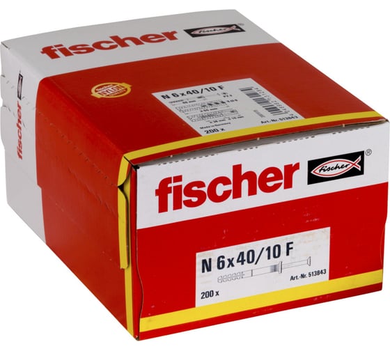 Дюбель-гвоздь Fischer N 6x40/10 F 200 шт. 513843