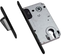 Защелка врезная Trodos CX8550ET с фиксацией под цилиндр с овал. планкой, магнит, черный матовый 202216