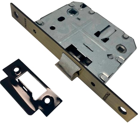 Защелка врезная Trodos PE70 с фиксацией под поворотную ручку с прямоугольной планкой, металл, бронза 202137