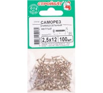 Универсальные саморезы Стройбат 2,5x12 желтый цинк 100 шт 305870