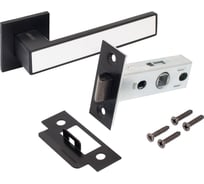 Комплект ручка и защелка Аллюр АРТ "ЛАНА" BL/W+L45-8 BL (861511/S45) матовый черный/белый 15711