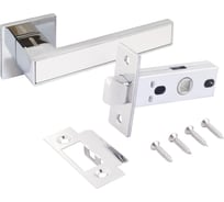 Комплект ручка и защелка Аллюр АРТ "ЛАНА" CP/W+L45-8 CP (86211/S45) хром/белый 15713