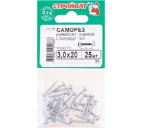 Универсальные саморезы пкр. Стройбат 3,0x20 белый цинк 25 шт 065281